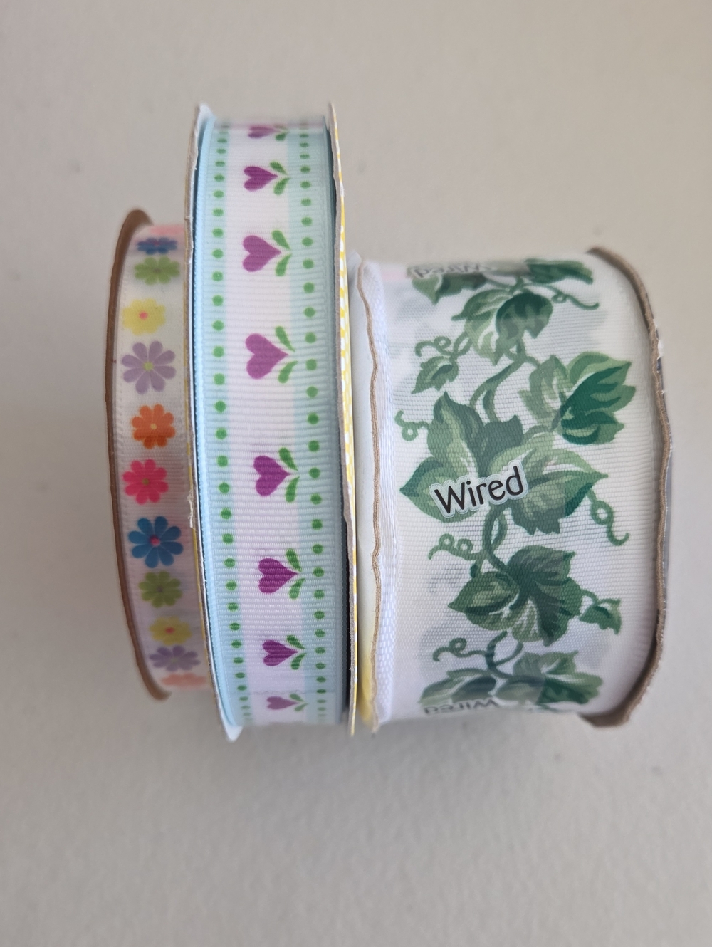 New 3 Floral Seperate Ribbons Crafting Quilting Sewing Sealed UnUsed